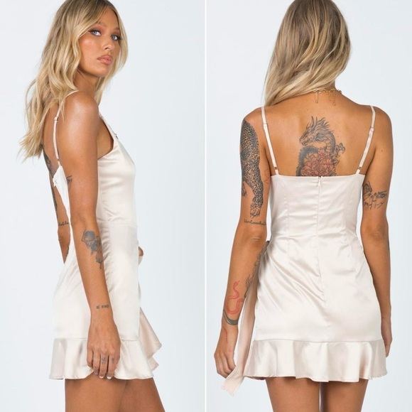 Princess Polly Cream Satin Mini Dress - Picture 2 of 5